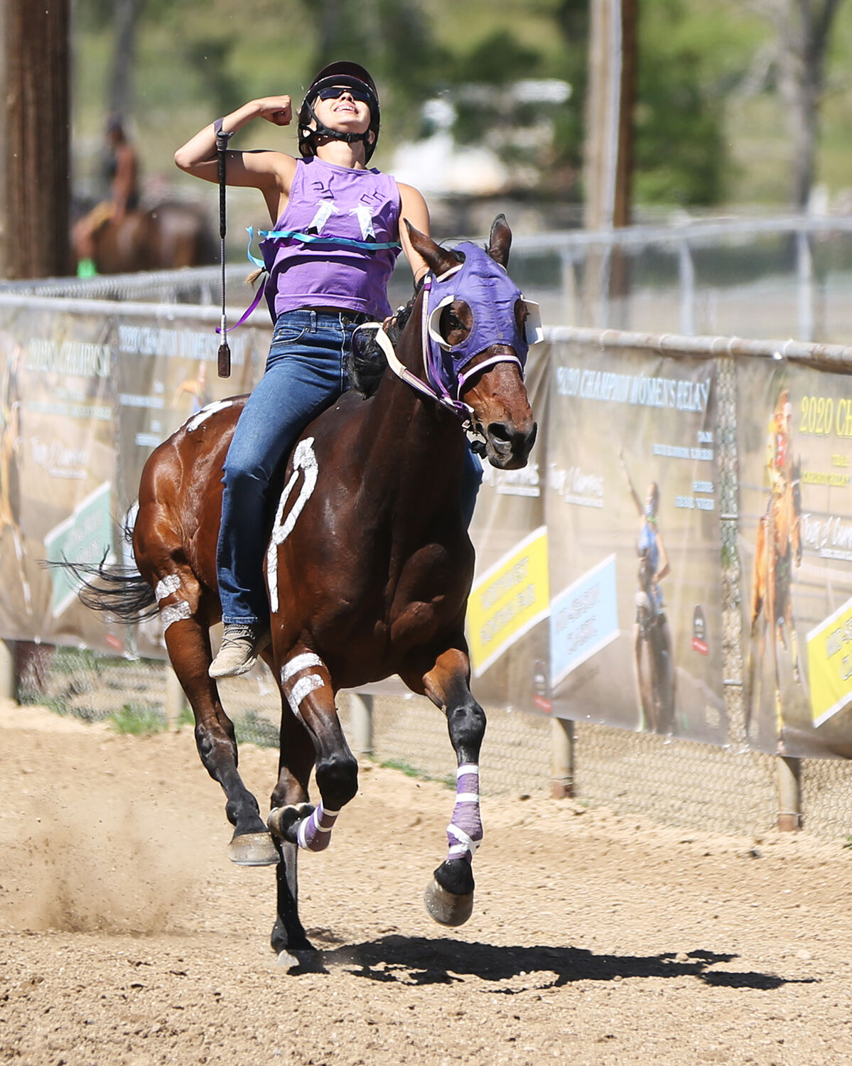 Maiden’s Race Champion Chenoa Erickson rides across the finish line